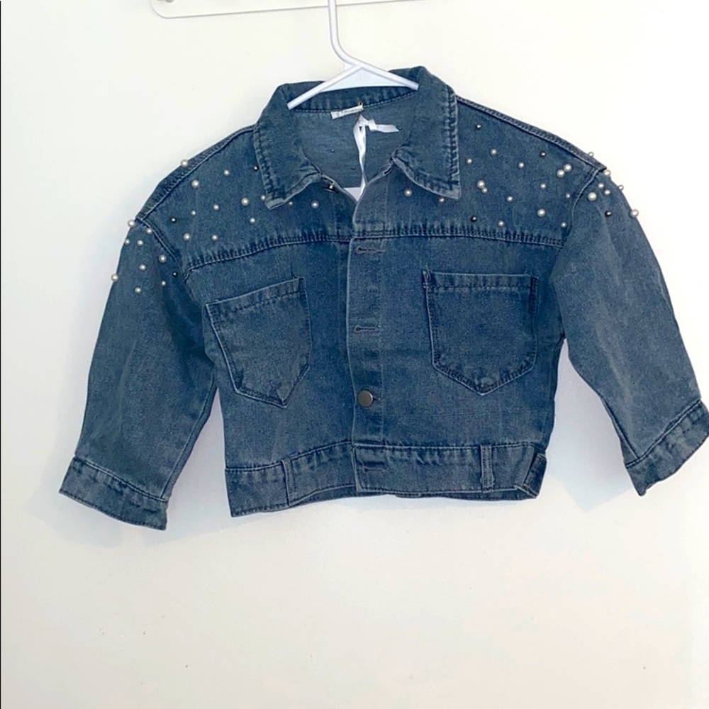 Pearl Detail Jean Jacket - Faith&Marie Boutique